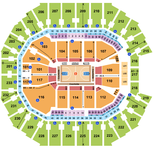Charlotte Hornets vs Indiana Pacers seating chart at Spectrum Center in Charlotte, North Carolina